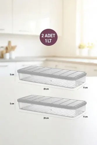 Контейнер для хранения Selka Home Nora 2 шт. мини - светло-серый -( 1,2 литра ) - 5