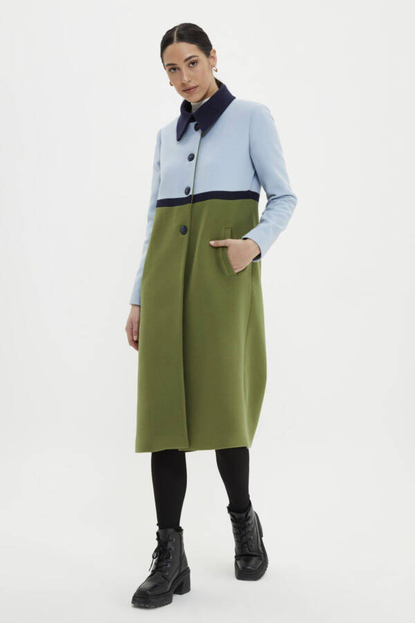 Kontrast Rangli Tugmachali Kashta Palto - 1