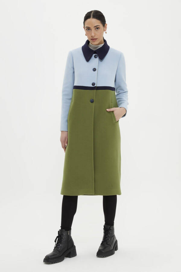 Kontrast Rangli Tugmachali Kashta Palto - 3