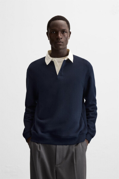 KONTRAST YAKALI POLO T-SHIRT-LACİVERT - 2