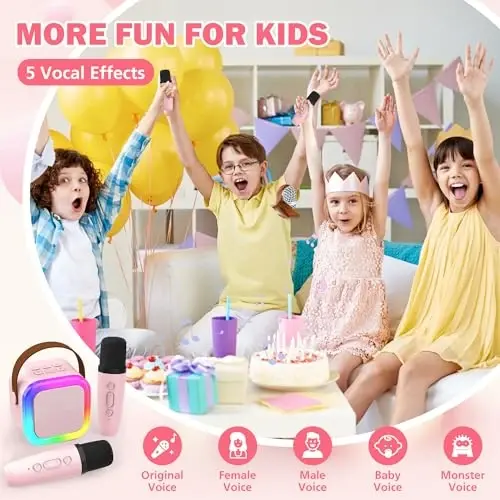 Koolcover Mini Karaoke Machine for Kids Adults, Portable Bluetooth Speaker (Pack of 2) - 3