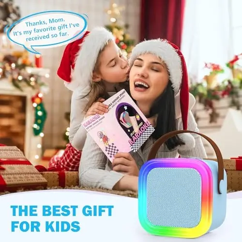 Koolcover Mini Karaoke Machine for Kids Adults, Portable Bluetooth Speaker with 2 Wireless Microphones,Toys Birthday Gifts for Girls Ages 4, 5, 6, 7, 8,9,10,11,12+ Family Home Party (Blue) - 6
