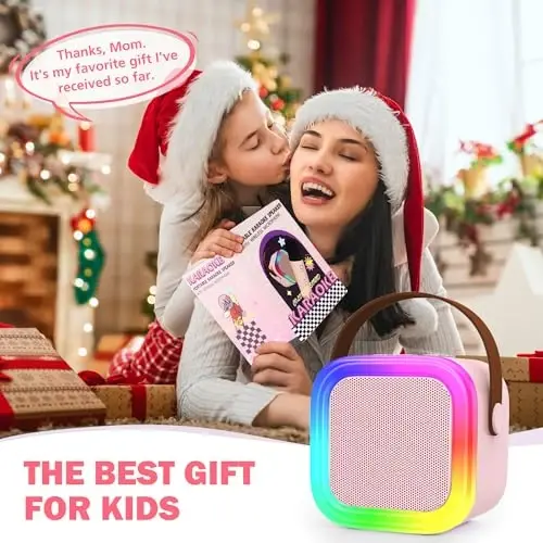 Koolcover Mini Karaoke Machine for Kids Adults, Portable Bluetooth Speaker with 2 Wireless Microphones,Toys Birthday Gifts for Girls Ages 4, 5, 6, 7, 8,9,10,11,12+ Family Home Party (Pink) - 6
