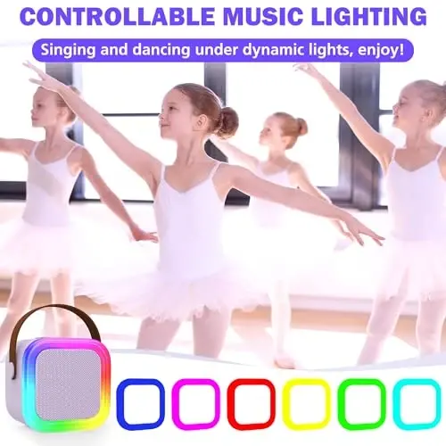 Koolcover Mini Karaoke Mashinasi bolalar va kattalar uchun, 2 simsiz mikrofonli ko'chma Bluetooth karnay, 4, 5, 6, 7, 8, 9, 10, 11, 12+ yoshli qizlar uchun o'yinchoq tug'ilgan kun sovg'alari (binafsha) - 7