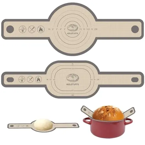 Koolstuffs Silicone Bread Sling for Dutch Oven, 2 PCS Non-Stick & Easy Clean Reusable Silicone Bread Baking Mat with Long Handles, Easy to Transfer Sourdough Bread, Gray - 1