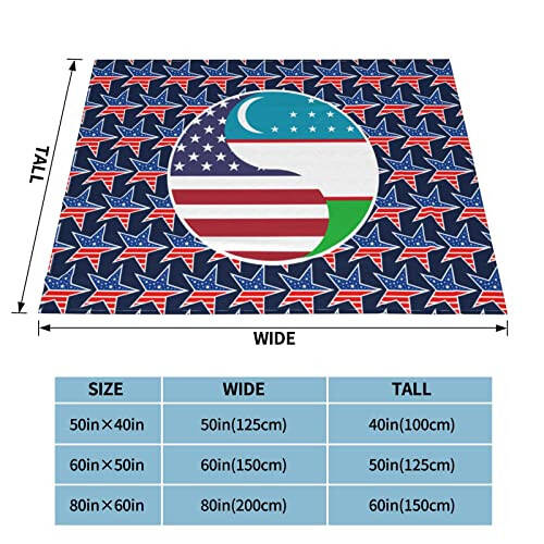 Koonomi Yin Yang Flag Combination of America and Uzbekistan Blanket Soft Flannel Throw Blanket 50