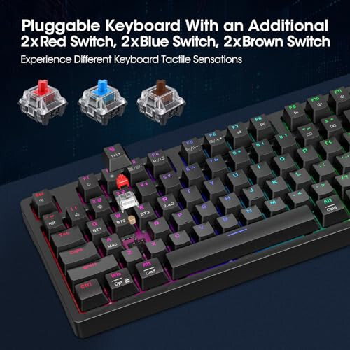 KOORUI Wired Gaming Keyboards with Blue Switch, Hot-Swap Mechanical Keyboard with Volume Knob, 26 RGB Backlit Light Up keyboard, Full Keys Anti-Ghosting, Dual Color Injection Molded Keycaps for Win/Mac - 3