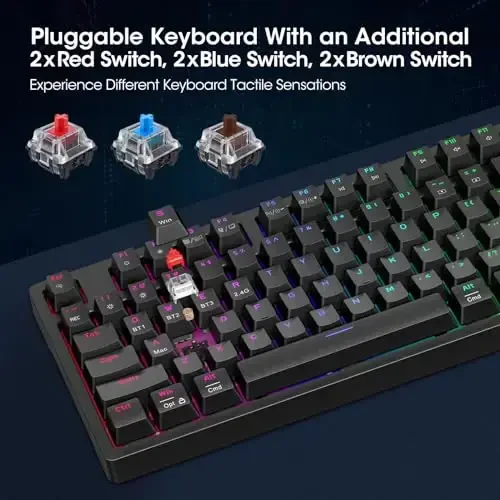KOORUI Wired Gaming Keyboards with Brown Switch,Hot-Swap Mechanical Keyboard with Volume Knob, 26 RGB Backlit Light Up Keyboard, Full Keys Anti-Ghosting, Dual Color Injection Molded Keycaps for PC - 3