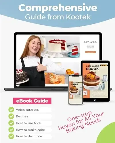 Kootek Набор из 32 предметов с кондитерскими мешками и насадками, 24 насадки для глазури, 2 многоразовых кондитерских мешка 12 дюймов, многоразовые кондитерские мешки и насадки, набор для украшения тортов для глазури печенья и кексов - 5