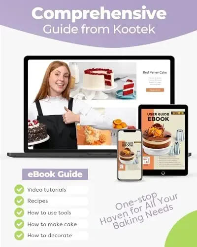 Kootek Набор кондитерских мешков и насадок из 32 предметов с 24 насадками для глазури, 2 многоразовых кондитерских мешка 12 дюймов, многоразовые мешки и насадки для глазури, набор для украшения тортов для печенья и кексов - 6