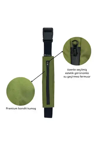 Koʻp funksiyali sportchi bel sumkasi - Toʻq yashil - 3