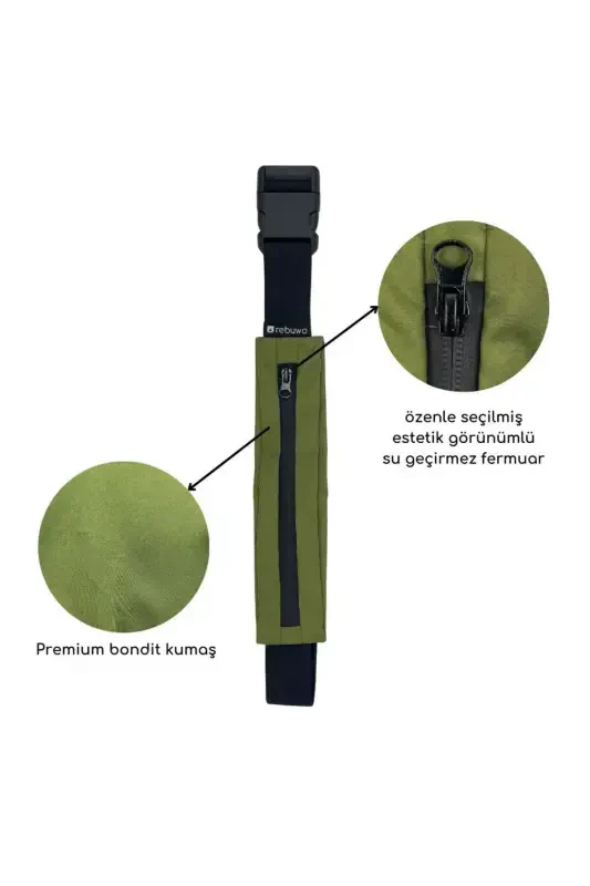 Koʻp funksiyali sportchi bel sumkasi - Toʻq yashil - 3