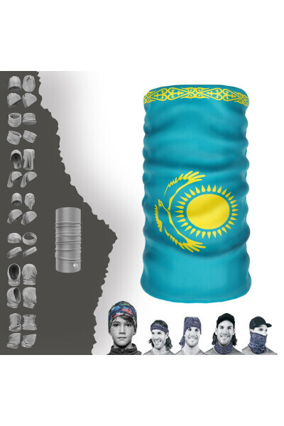 Ko'p Funktsiyali Qozog'iston Bayrog'i UV Yuz Niqobi Buff Baf Boshiga Bog'lash Bandanasi Do Rag Soch Bog'lash - E-TAKTIK