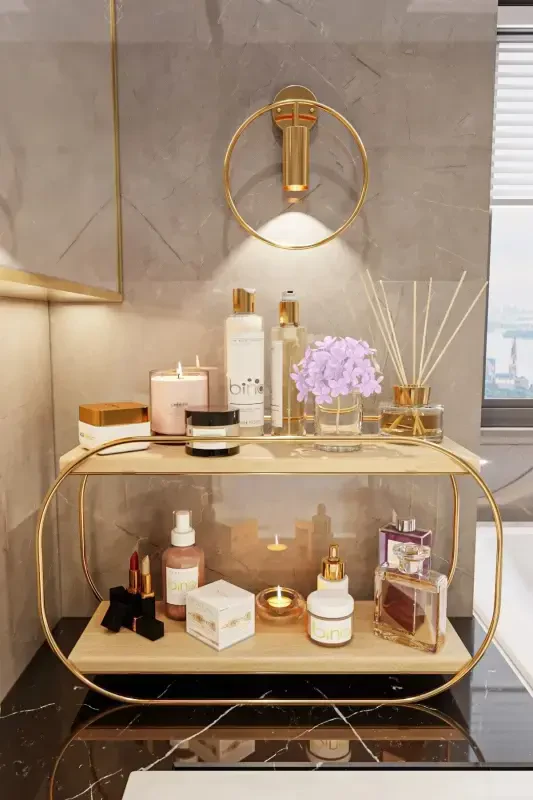 Koʻp maqsadli tartibga soluvchi oval javon yogʻoch stol usti Ban - BINO