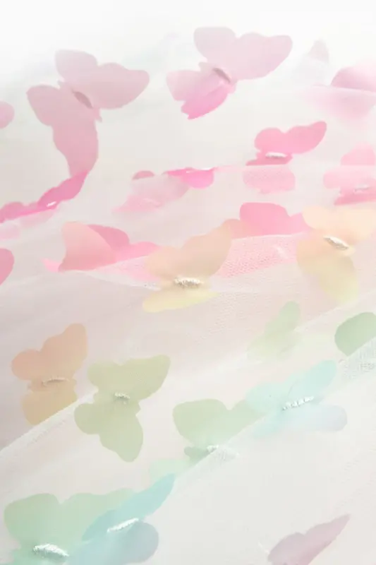 Ko'p rangli kapalak aplikatsiyali qizlar uchun tul yubka - Pauline - 10