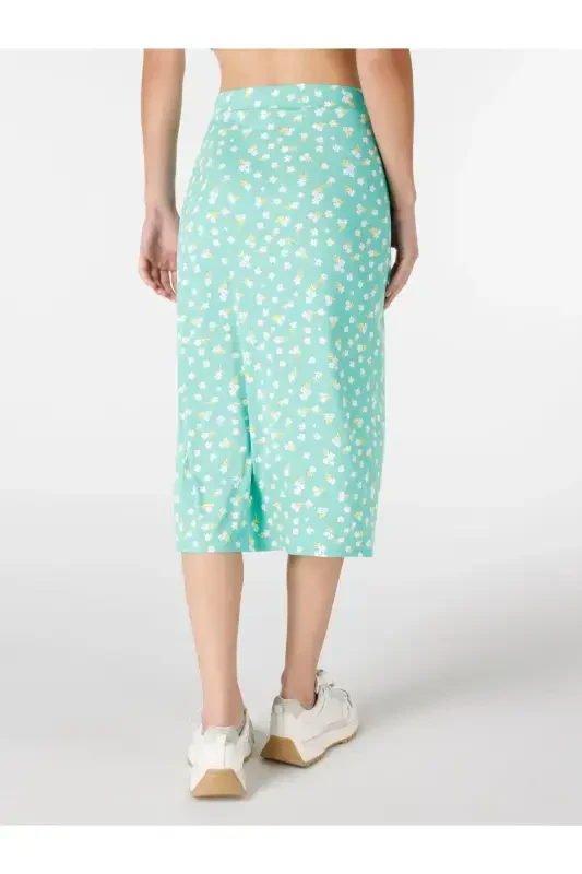 Ko‘p rangli, yirtiq detallari, slim fit midi yubka. - 2