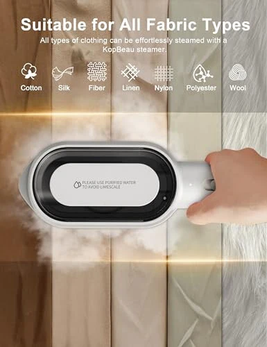 KopBeau Steamer for Clothes,2-in-1 Clothes Steamer & Iron for Wrinkles Remover,NTC Precision Ironing Protects Clothes,14 Min of Continuous Steam,1000W Travel Steamer for Travel and Home Use,White - 6
