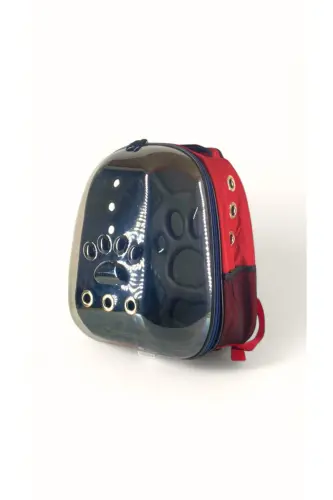 Köpek - Kedi Taşıma Çantası Şeffaf Astronot-Kırmızı - PET CLUB (1)