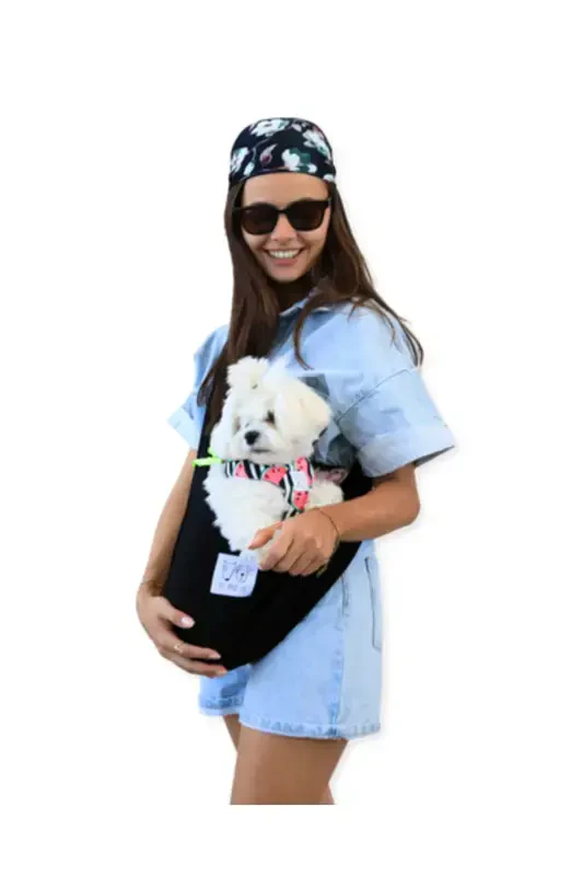 Siyah Köpek Taşıma Çantası (Pet Sling – Ana Kucağı)-SİYAH - 1