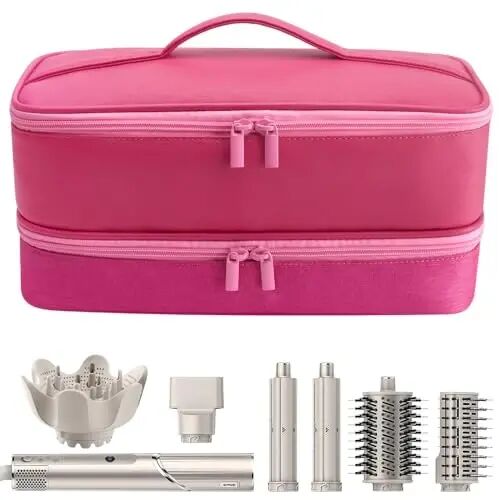 Köpekbalığı Flexstyle Çift Katmanlı Saç Aksesuarları Aletleri için Seyahat Taşıma Çantası Revlon Saç Kurutma Makinesi Şekillendirici Düzenleyici için Saç Kurutma Makinesi (P-Pembe) - ADWORTE