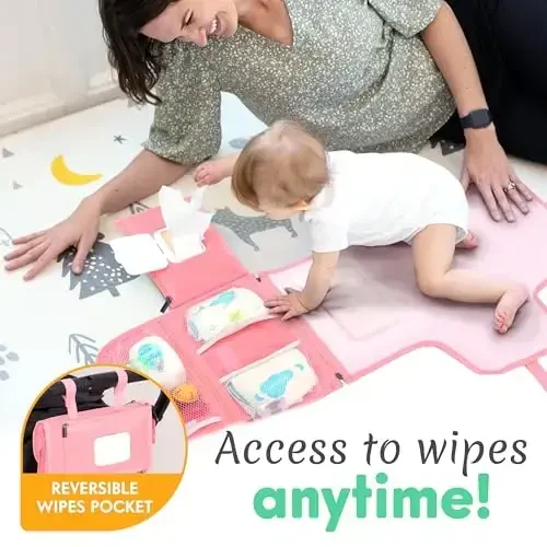 Kopi Baby Portable Diaper Changing Pad - Baby Changing Pad & Diaper Changer Travel Bag, Baby Changing Mat, Portable Changing Pad for Baby - Baby Changing Station, Infant Gift - Pink - 6