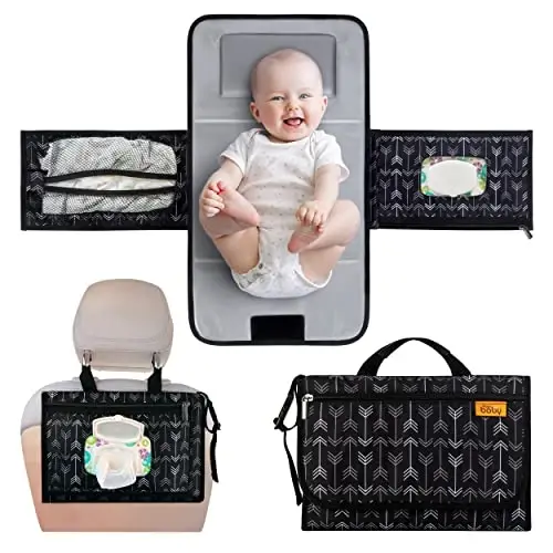 Kopi Baby Portable Diaper Changing Pad - Baby Changing Pad & Diaper Changer Travel Bag, Smart Design Baby Changing Mat, Portable Changing Pad for Baby, Baby Changing Station, Infant Gift - Black Arrow - KOPI