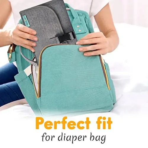 Kopi Baby Portable Diaper Changing Pad - Baby Diaper Changer Travel Bag with Wipes Pocket, Smart Design Portable Changing Mat, Infant Travel Station Kit, Gift for Newborn Girl & Boy - Grey, Premium 