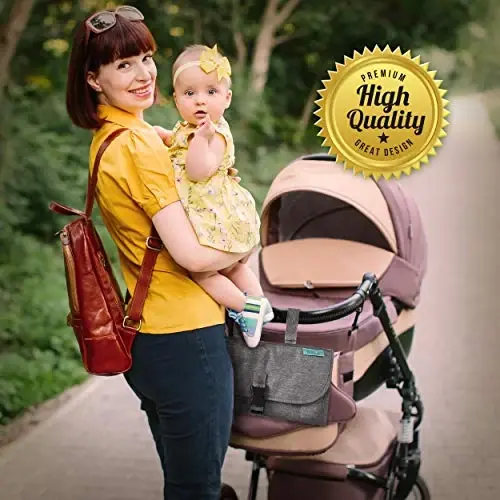 Kopi Baby Taşınabilir Bebek Bezi Değiştirme Altlığı - Islak Mendil Cepli Bebek Bezi Değiştirme Seyahat Çantası, Akıllı Tasarım Taşınabilir Değiştirme Matı, Bebek Seyahat İstasyonu Kiti, Yeni Doğan Kız ve Erkek Bebek için Hediye - Gri, Klasik 