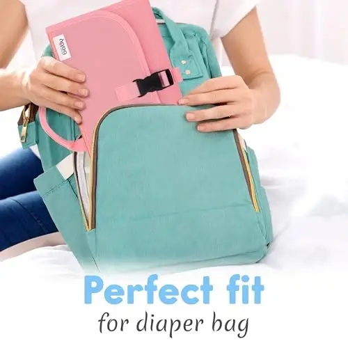 Kopi Baby Portable Diaper Changing Pad - Baby Diaper Changer Travel Bag with Wipes Pocket, Smart Design Portable Changing Mat, Infant Travel Station Kit, Gift for Newborn Girl & Boy - Pink, Classic - 6