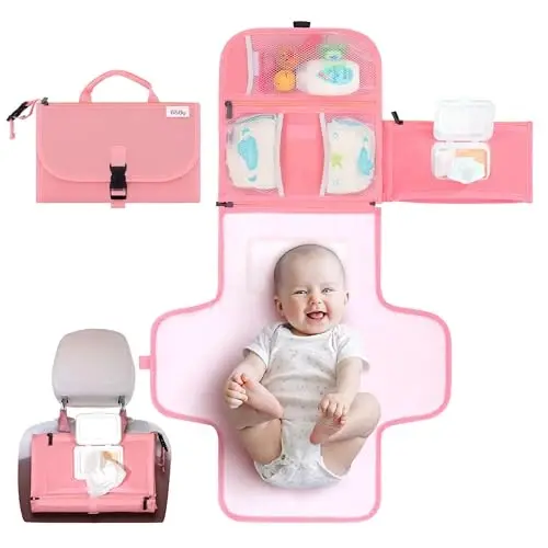 Kopi Baby Taşınabilir Bebek Bezi Değiştirme Minderi - Bebek Bezi Değiştirme Mindere ve Seyahat Çantası, Bebek Bezi Değiştirme Mindere, Taşınabilir Bebek Bezi Değiştirme Mindere - Bebek Bezi Değiştirme İstasyonu, Bebek Hediyesi - Pembe - 3