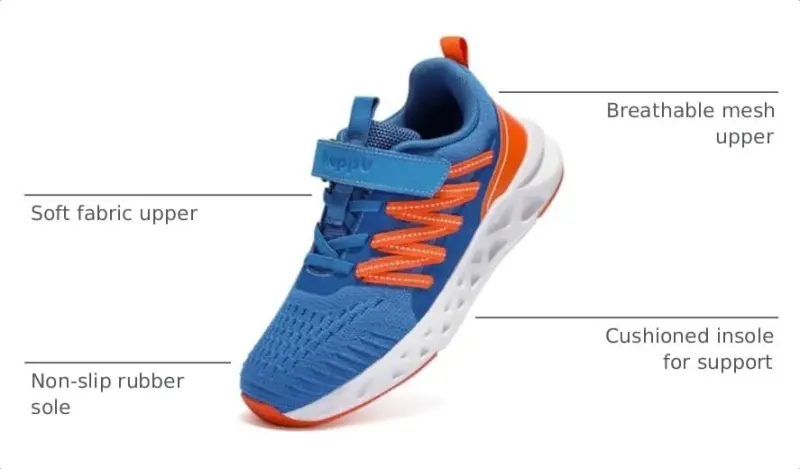 koppu Kids Boys Tennis Shoes for Girls Lightweight Slip on Running Sneakers | Breathable, Comfortable, Non Slip, No tie, Athletic, Walking, Gym, Sports, School, Daily Play, Toddler Little Big Kids - 3