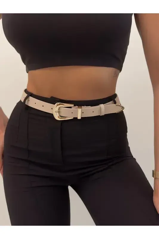 Ko'prik Toka Uch Takım Kadın Pantolon Kamarı, Ceket Kamarı, Elbise Kamarı, Gömlek Kamarı-Bej - 2