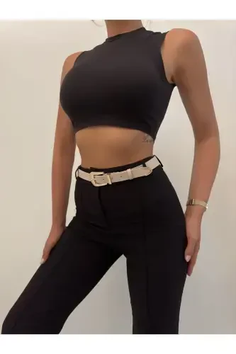 Ko'prik Toka Uch Takım Kadın Pantolon Kamarı, Ceket Kamarı, Elbise Kamarı, Gömlek Kamarı-Bej - 4