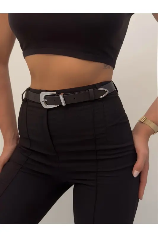 Köprü Toka Uç Takım Kadın Pantolon Kemeri, Ceket Kemeri, Elbise Kemeri, Gömlek Kemeri-Siyah - FIORI