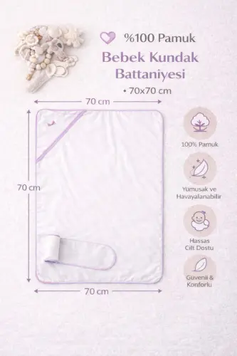 KOPYA - Chaqaloq 100% paxtali Kamarli g'ilof 70*70 sm. -Binafsha - 3