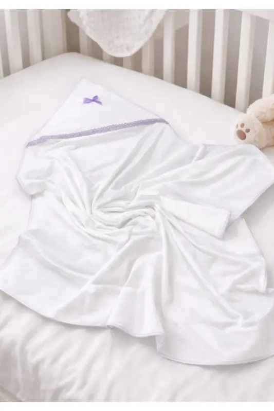 KOPYA - Chaqaloq 100% paxtali Kamarli g'ilof 70*70 sm. -Binafsha - KİDOO BEBE