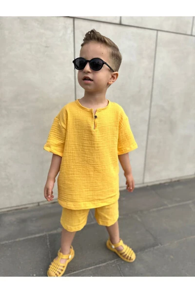 KOPYA - Çocuk yazlık bohem Takım-Sarı - 5
