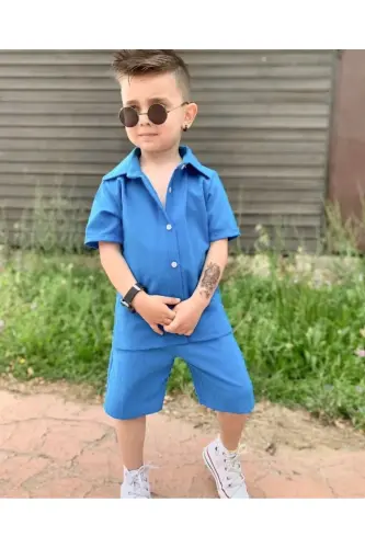 KOPYA - Детский летний комплект рубашка-синий - BARIN KIDS (1)