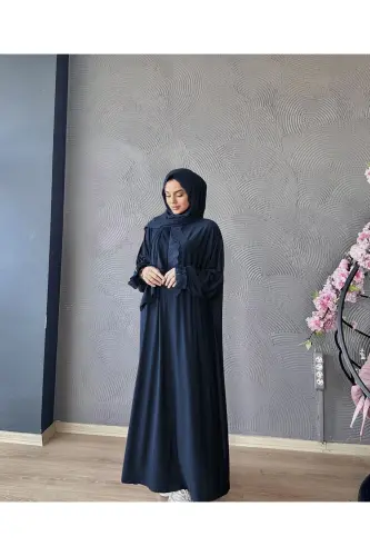 Kadın Tesettür Namaz Elbisesi-Lacivert - 3