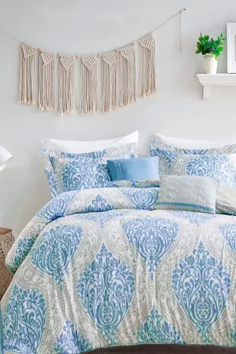 KOPYA - Lastikli Çarşaflı Nevresim Takımı Çift Kişilik OTTOMAN Mavi-ottoman mavi - 2