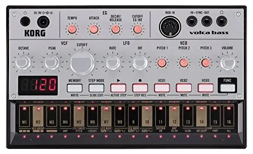 Korg Volca Bass Analog Synthesizer w/Three Oscillators and 16-step Sequencer - 1