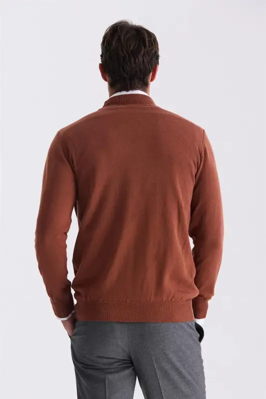 Корица Slim Fit Полу-рыбацкий Водолазный свитер - 4