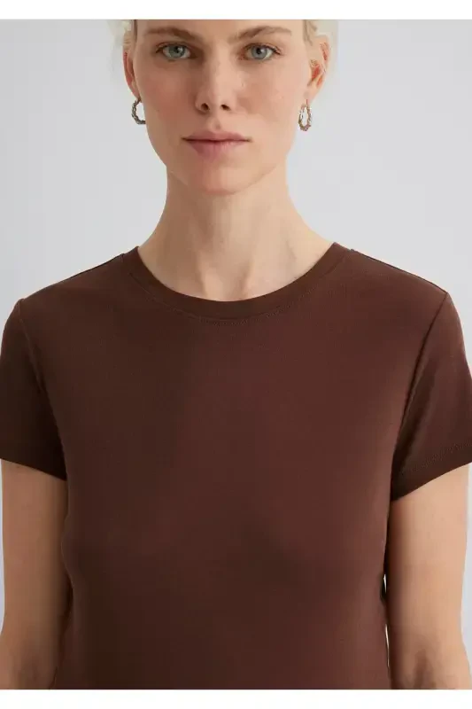 Коричневая футболка Slim Fit / узкого кроя 1613573-825 - 5