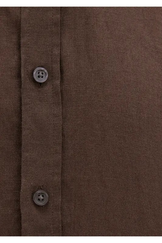 Коричневая льняная рубашка Slim Fit / Узкий крой 02114 - 7