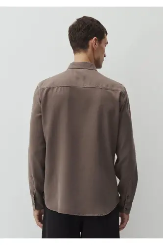 Коричневая рубашка Regular Fit из тенселя TM Lyocell - 5