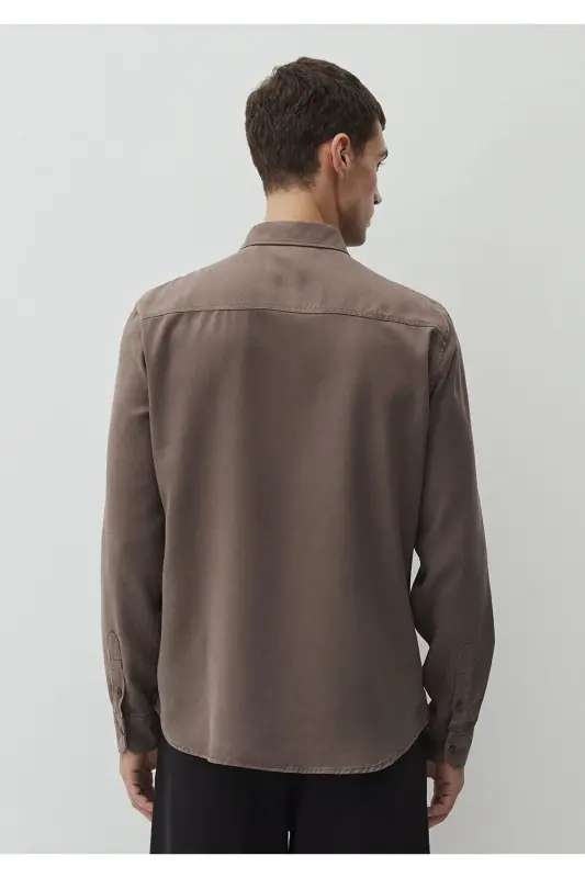Коричневая рубашка Regular Fit из тенселя TM Lyocell - 5