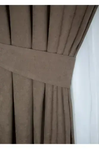 Коричневая Сотовая Бархатная Тканевая Занавеска Прямого Пошива Экстрафор Сборка 1-го Класса Качества-Кофе - 4