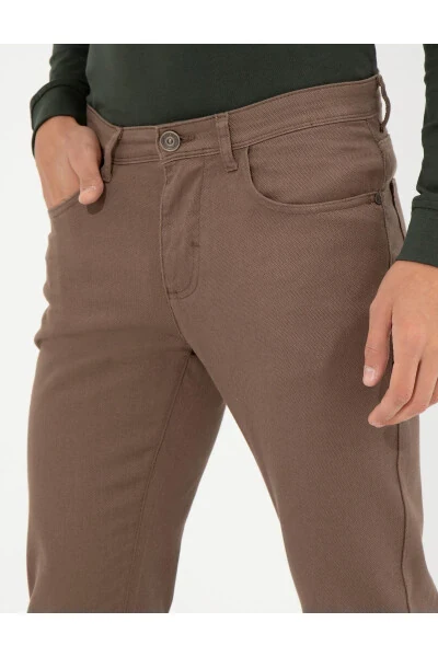 Коричневые брюки из канваса Slim Fit - 14