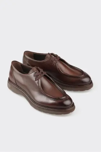 Коричневые кожаные мужские повседневные туфли — Коричневый - ELLE SHOES (1)