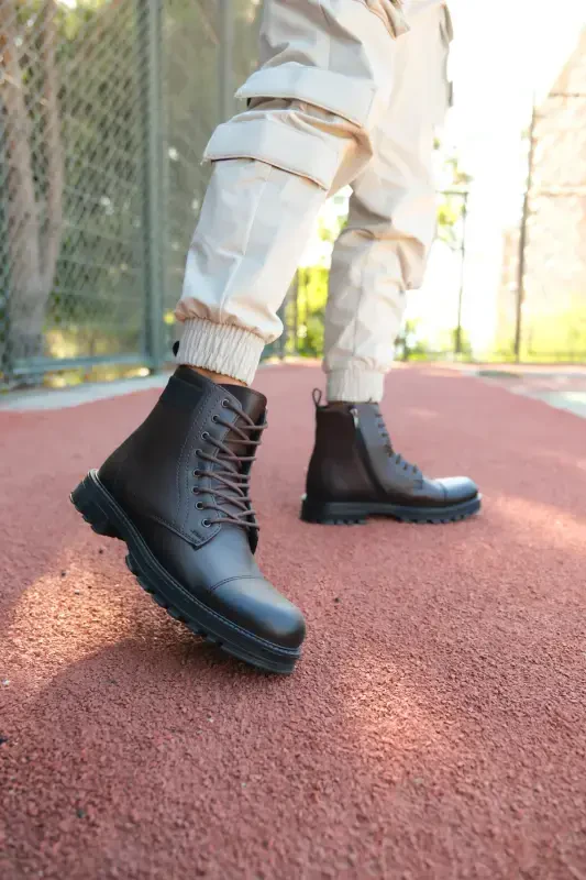 Коричневые мужские ботинки на молнии 0012856-Коричневый - 2